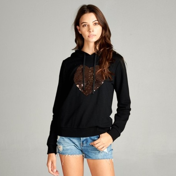 Sequin Heart Hoodie - Picture 2 of 5